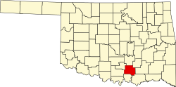 Map of Oklahoma highlighting Johnston County